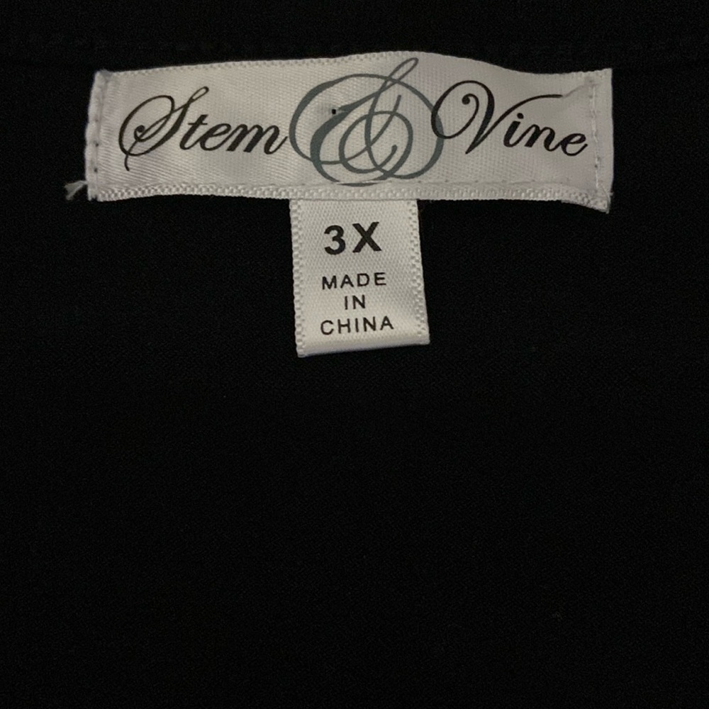 Stem & Vine Black Faux Pearl Studded Mutton Long Sleeved Plus Size 3X Blouse - Picture 6 of 8